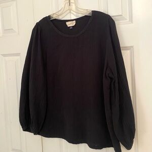 Universal Thread Black Cotton Gauze Long Sleeve Top Size XL